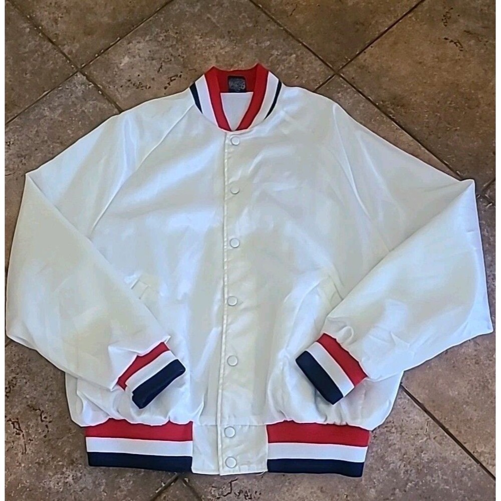 Vintage Aristo Jac Satin Jacket Mens Lrg 80s Style Baseball Snap Buttons